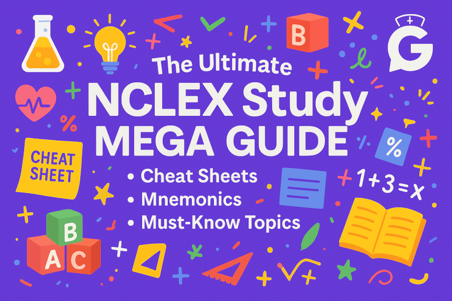 The Ultimate NCLEX Study Mega Guide 2025: High‑Yield Cheat Sheets, Mnemonics & Must‑Know Topics