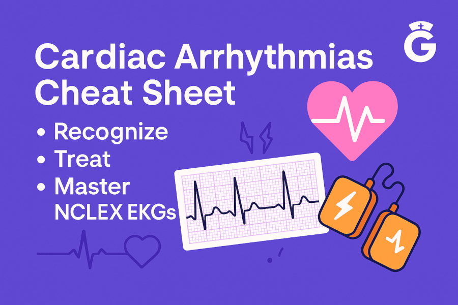 Cardiac Arrhythmias Cheat Sheet: Recognize, Treat & Master NCLEX EKGs
