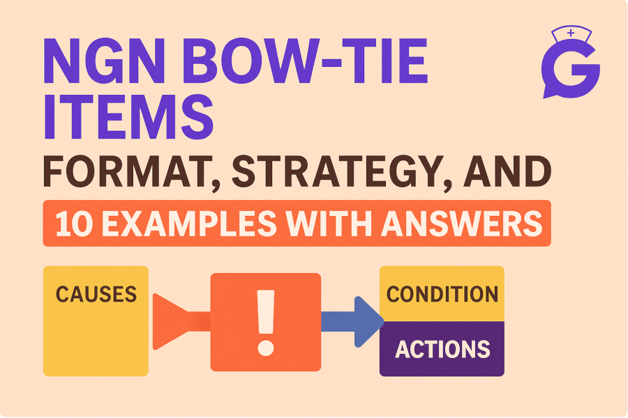 NGN Bow-Tie Items (2025): Format, Strategy, and 10 Examples with Answers