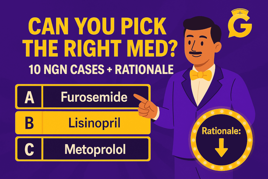 NGN Pharmacology Case Studies (2025): 10 Examples with Answers and Rationale