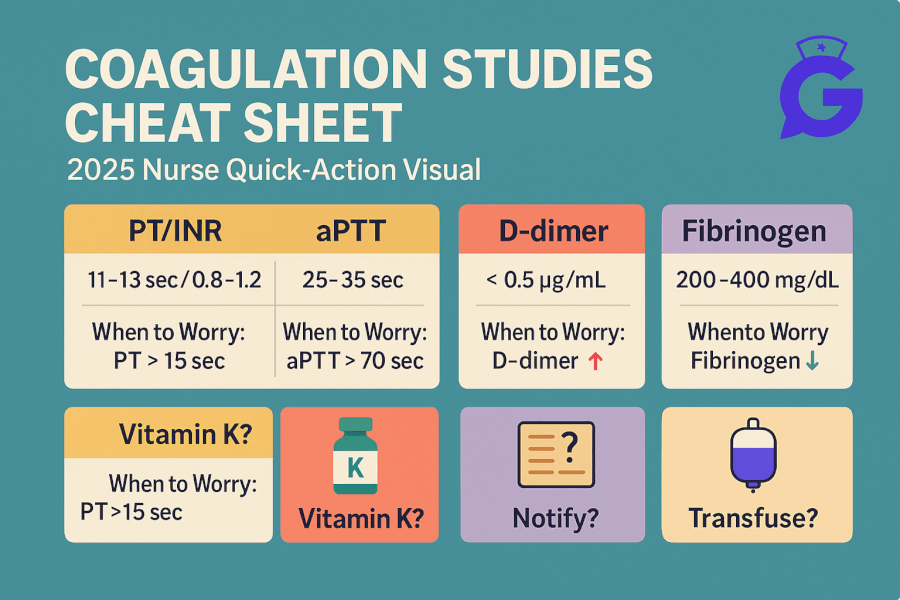 Coagulation Studies (2025): PT/INR, aPTT, D-dimer & Fibrinogen - Interpretation and Nursing Priorities
