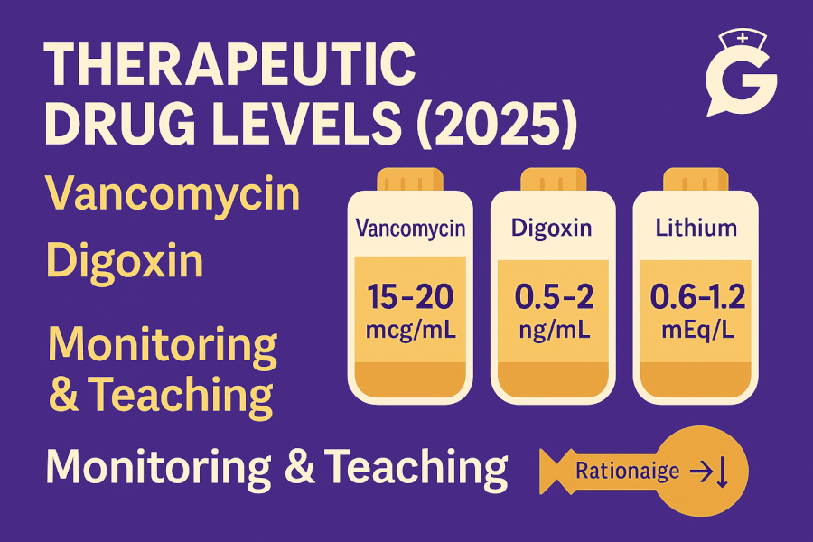 Therapeutic Drug Levels (2025): Vancomycin, Digoxin, Lithium - Monitoring, Toxicity, Teaching