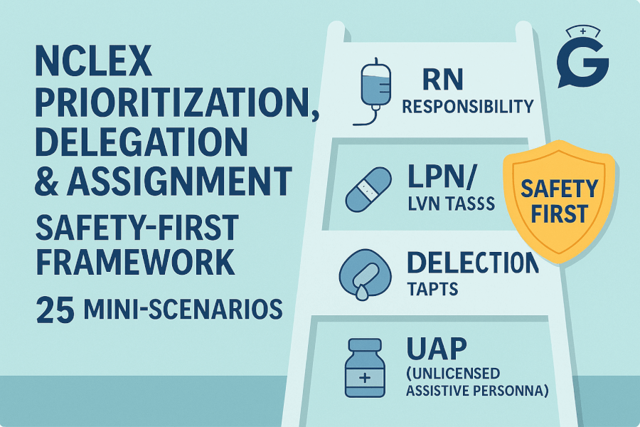 NCLEX Prioritization, Delegation & Assignment (2025): Safety-First Framework + 25 Mini-Scenarios